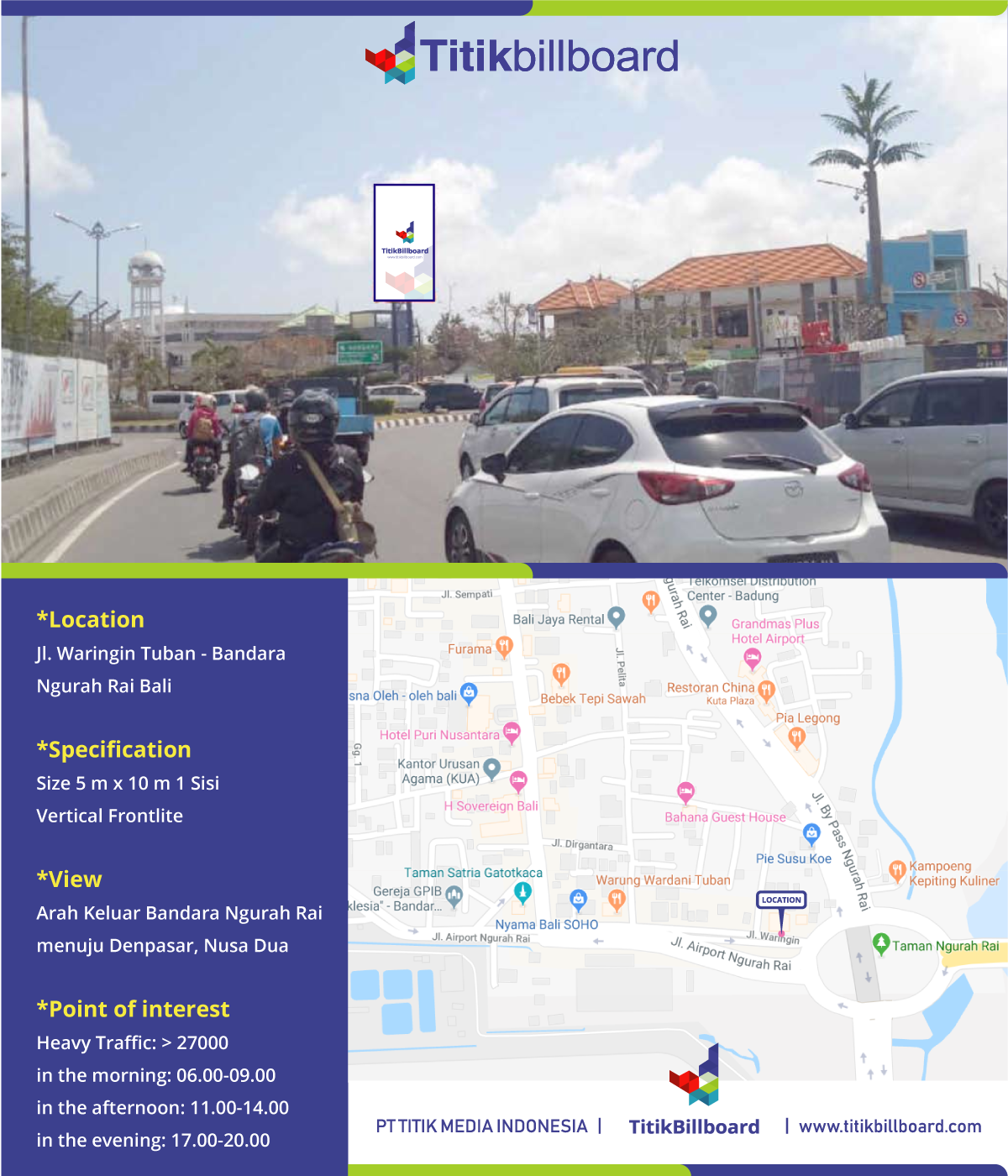 Lokasi Billboard Badung Jl. Waringin (Bundaran Taman Ngurah Rai)