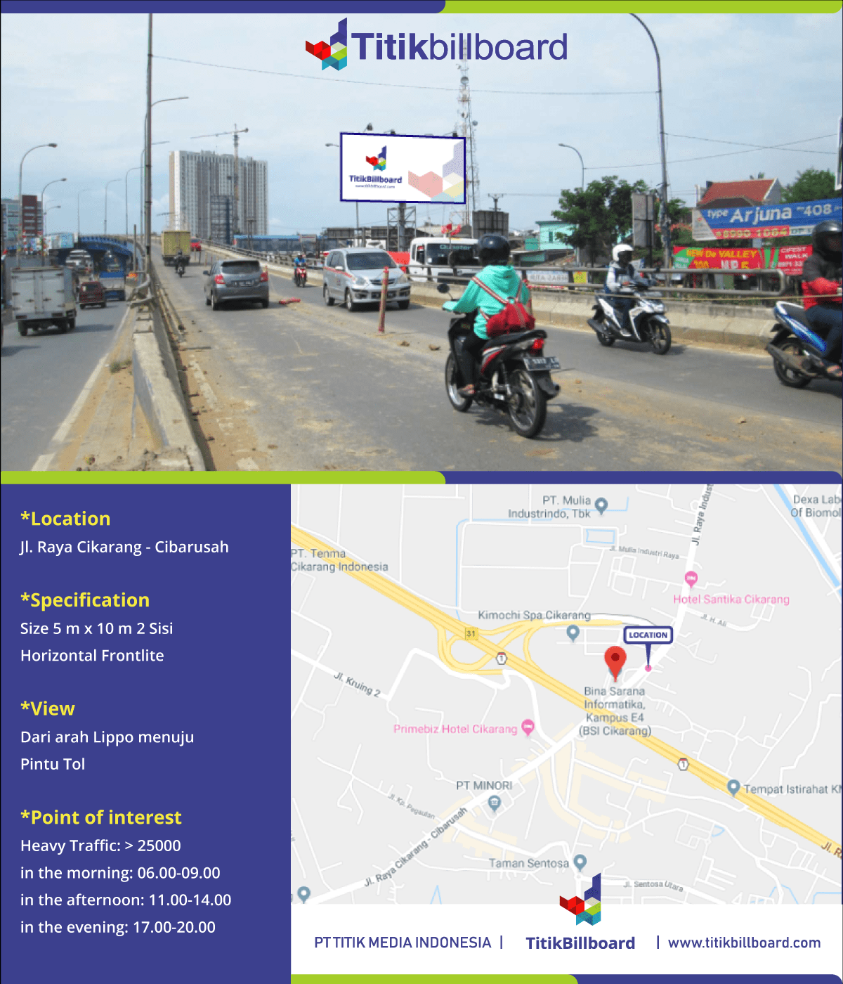 Lokasi Billboard Cikarang Jl. Raya Cikarang-Cibarusah (Jembatan Lipo)