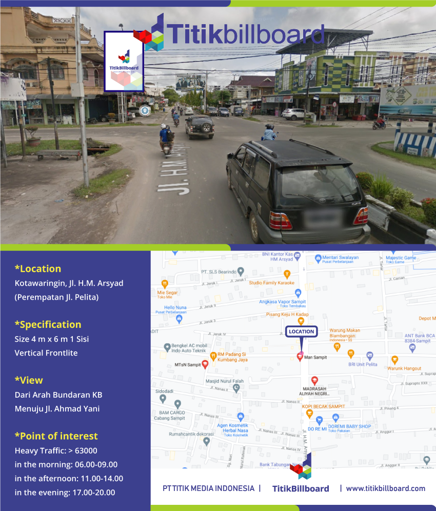Lokasi Billboard Kotawaringin di Perempatan Jl. Pelita