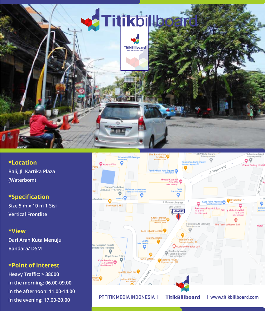 Lokasi Billboard Kuta Jl. Kartika Plaza (Dekat Waterbom Bali)
