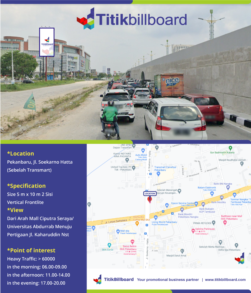 Lokasi Billboard Riau Jl. Soekarno Hatta Sebelah Transmart