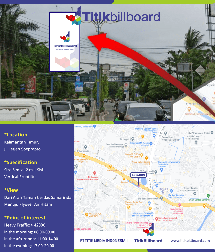 Lokasi Billboard Samarinda Jl. Letjen Soeprapto
