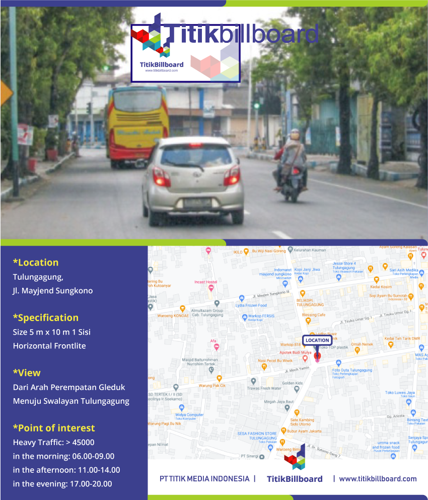Lokasi Billboard Tulungagung di Perempatan Jl. Mayjend Sungkono