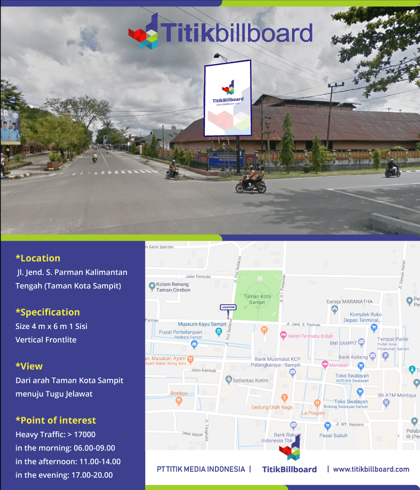 Sewa Billboard Kotawaringin Lokasi di Taman Kota Sampit