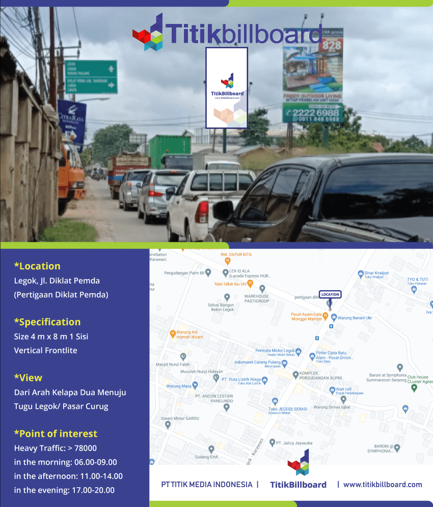Billboard Legok Tangerang Jl. Diklat Pemda di Pertigaan Diklat Pemda