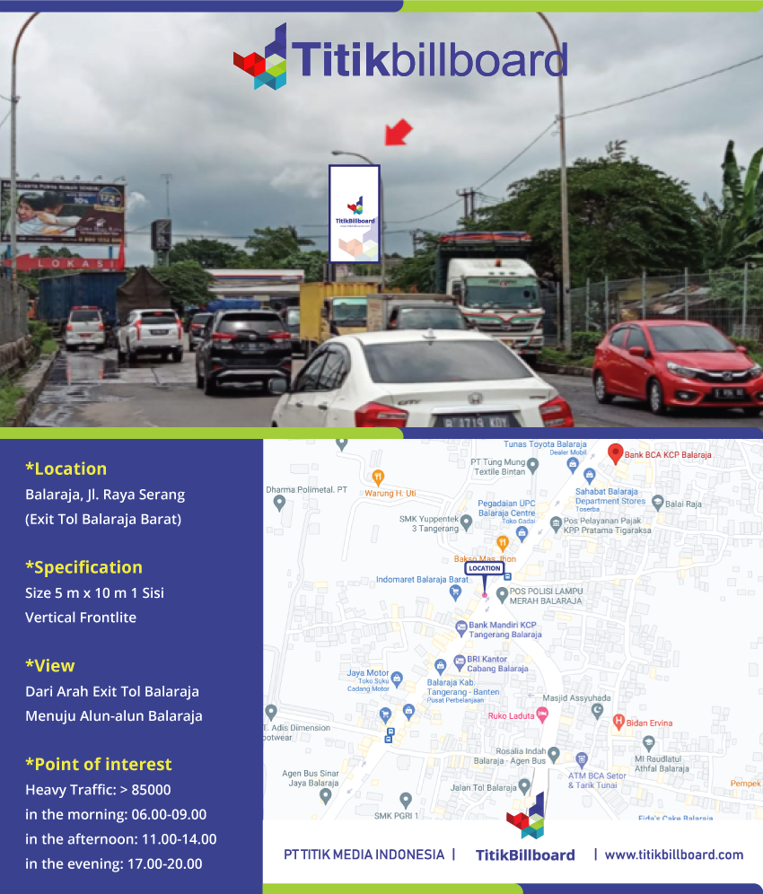 Lokasi Billboard Balaraja Jl. Raya Serang di Exit Tol Balaraja Barat