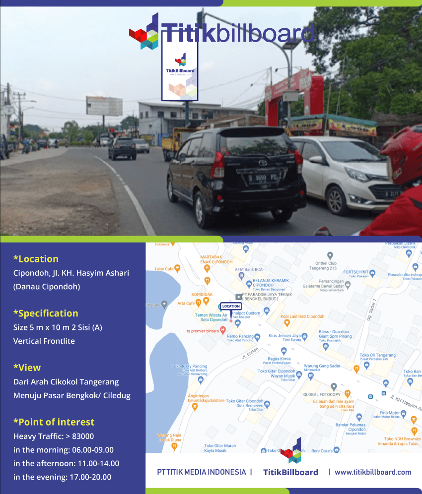 Lokasi Billboard Cipondoh Jl. KH. Hasyim Ashari di Danau Cipondoh
