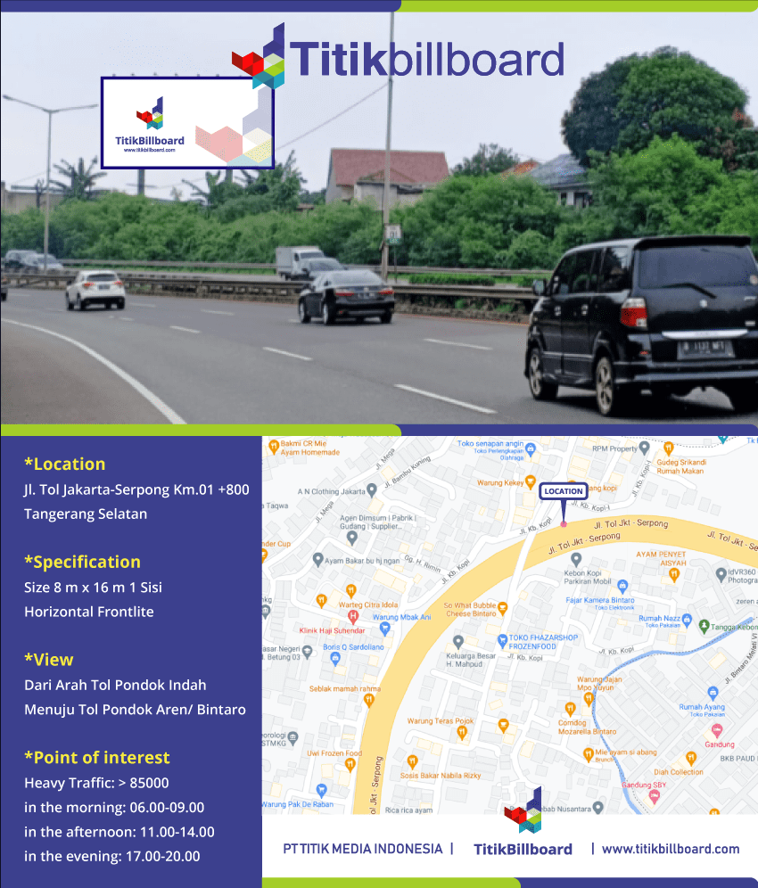 Lokasi Billboard Tangerang Selatan di Jl. Tol Jakarta-Serpong Km.01 +800