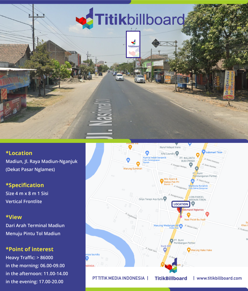 Lokasi Billboard Madiun Jl. Raya Madiun Nganjuk di Dekat Pasar Nglames