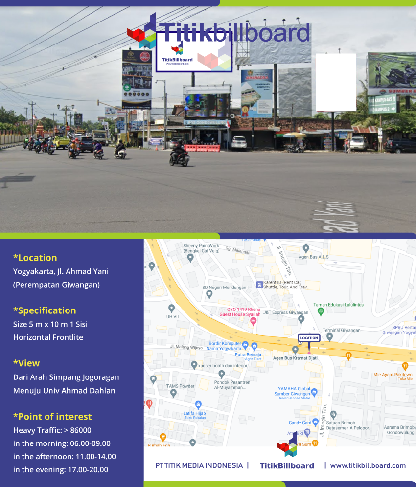 Lokasi Billboard Sleman Jl. Ahmad Yani di Perempatan Giwangan