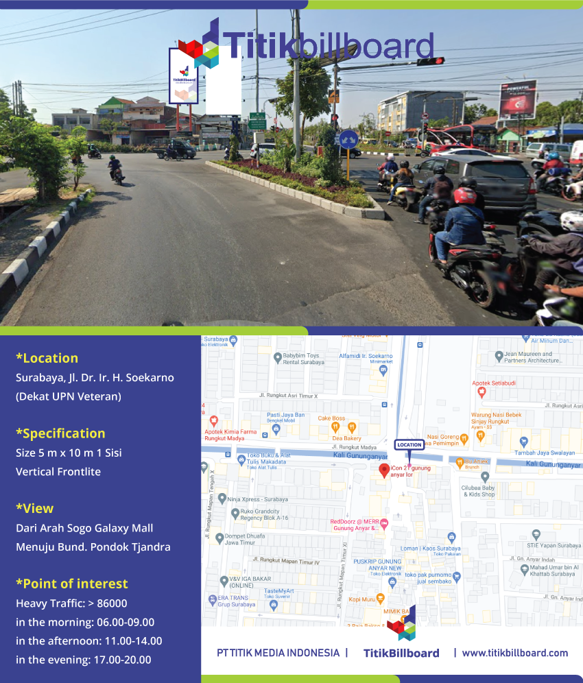 Lokasi Billboard Surabaya Jl. Dr. Ir. H. Soekarno di Dekat UPN Veteran