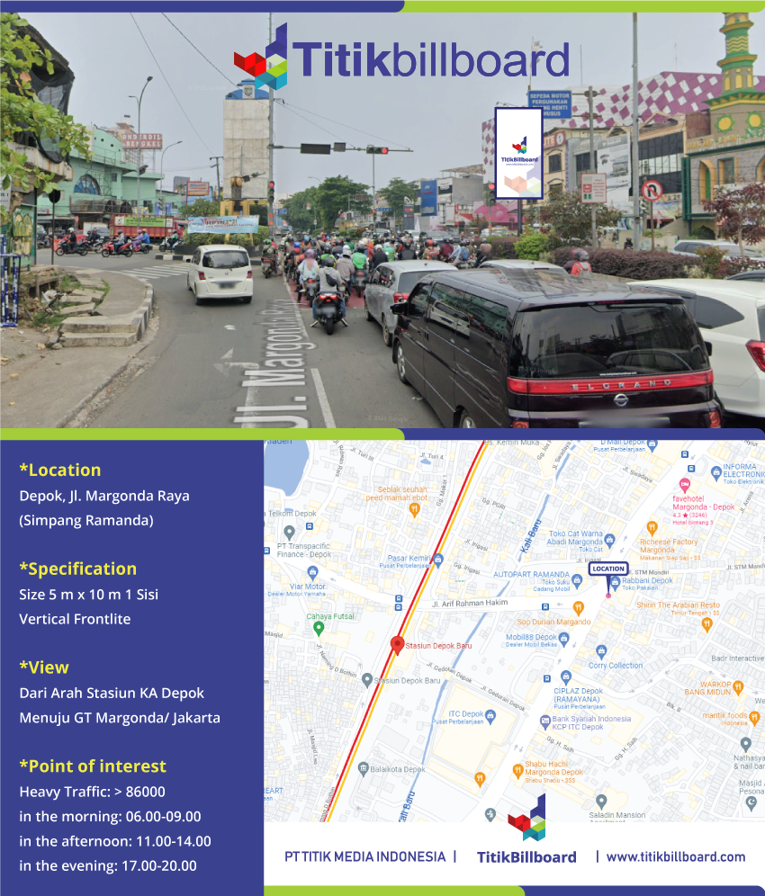 Lokasi Billboard Margonda Depok Jl. Margonda Raya