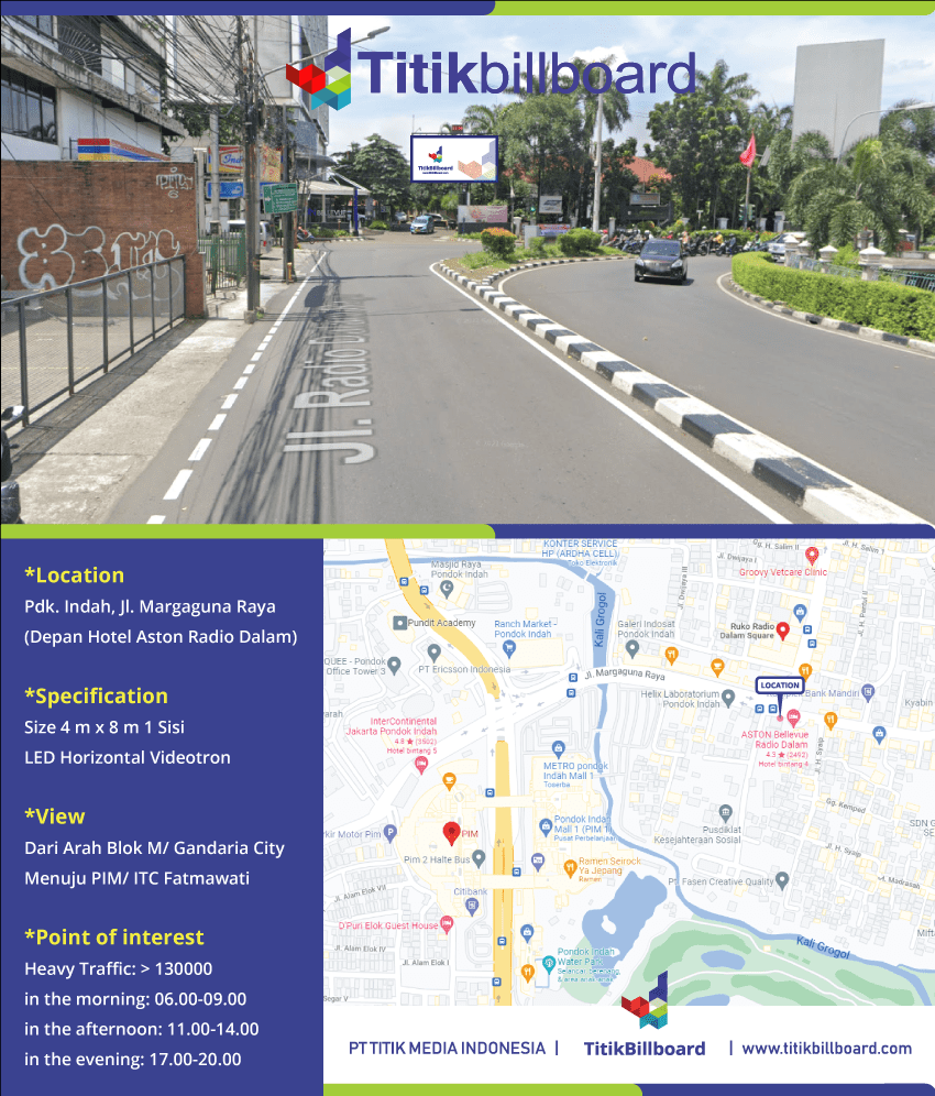 Lokasi Videotron Pondok Indah Jakarta Selatan Jl. Margaguna Raya