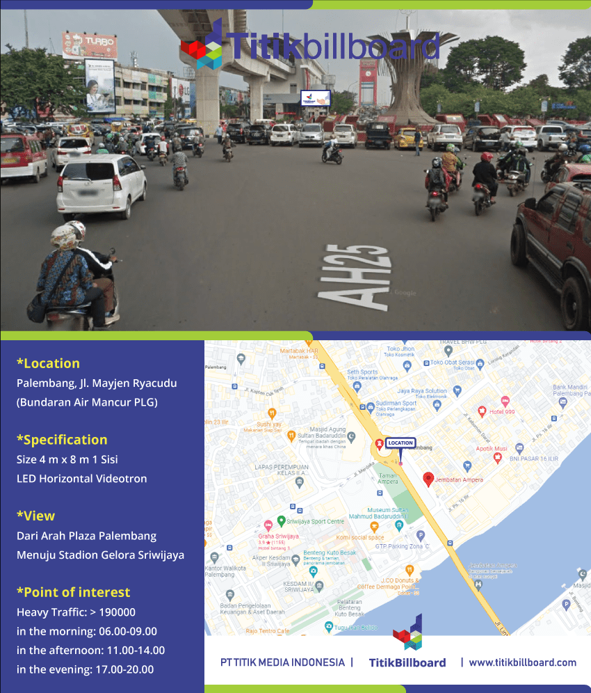 Lokasi Videotron Sumatera Selatan Jl. Mayjen Ryacudu