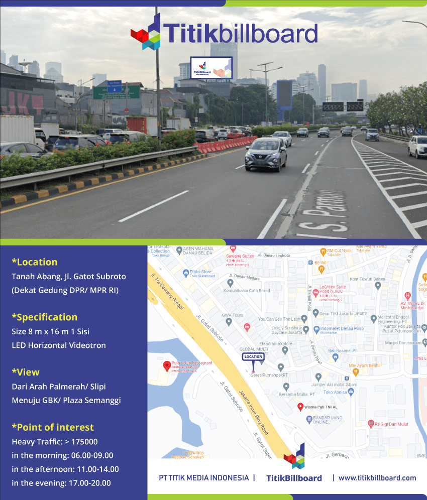 Lokasi Videotron Tanah Abang Jakarta Pusat Jl. Gatot Subroto
