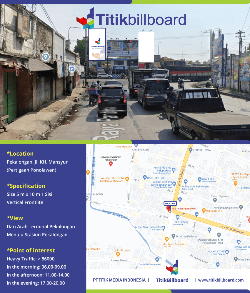 Lokasi Billboard Pekalongan Jl. KH. Mansyur