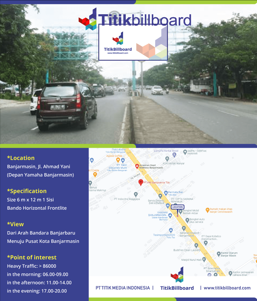 Lokasi Billboard Banjarmasin Jl. Ahmad Yani Depan Yamaha Banjarmasin