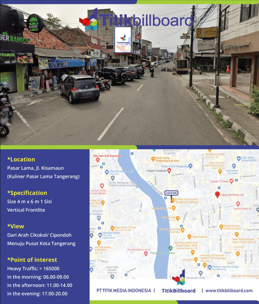 Lokasi Billboard Pasar Lama Tangerang Jl. Kisamaun