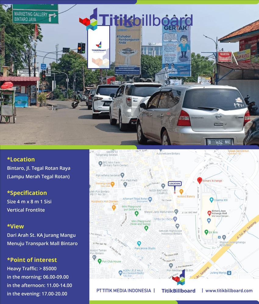 Billboard Bintaro Tangerang Selatan Jl. Tegal Rotan Raya