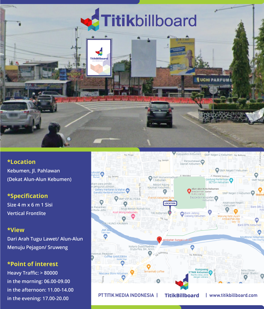 Lokasi Billboard Alun-Alun Kebumen Jl. Pahlawan