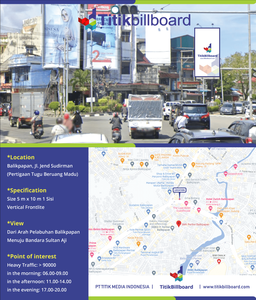 Lokasi Billboard Balikpapan Jl. Jend Sudirman