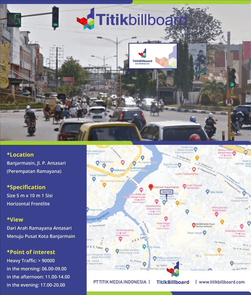 Lokasi Billboard Banjarmasin Jl. P. Antasari