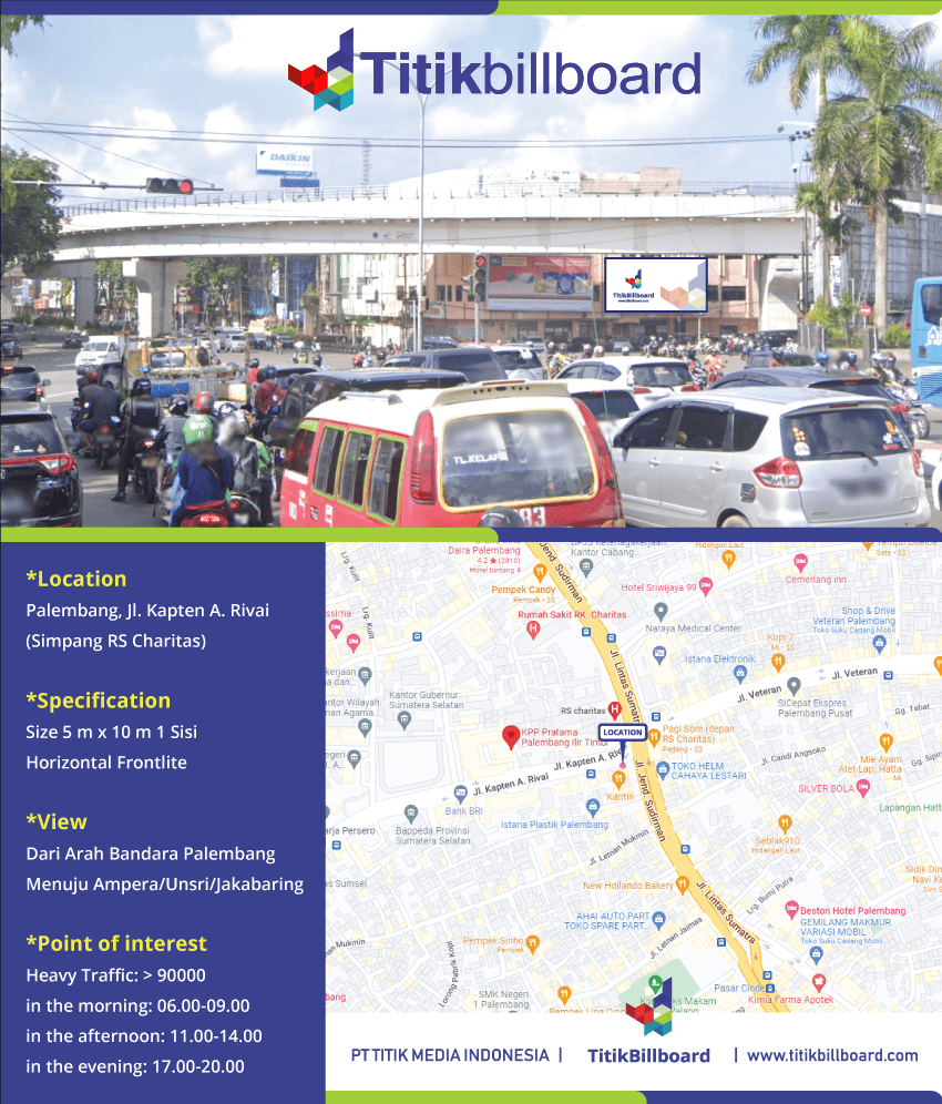 Lokasi Billboard Palembang Jl. Kapten A. Rivai