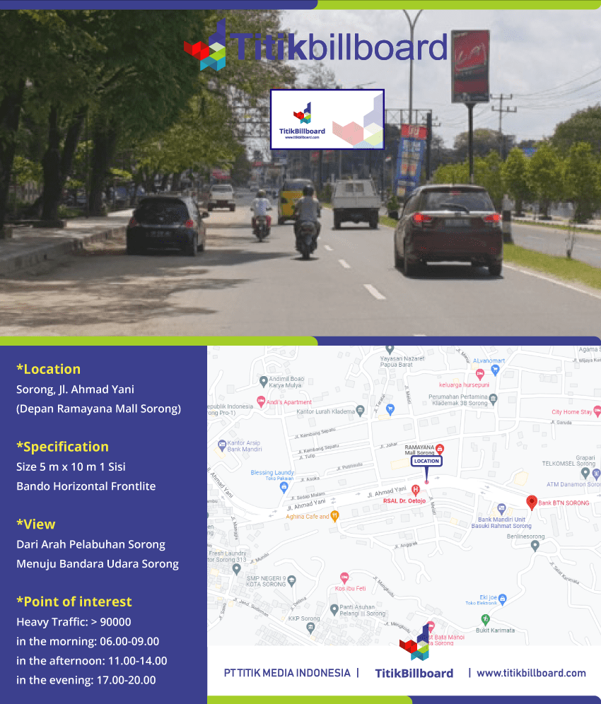 Lokasi Billboard Sorong Jl. Ahmad Yani